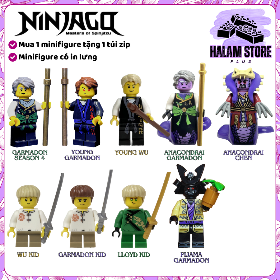 [Halam Store] Đồ chơi lắp ráp minifigures Ninjago Young Garmadon Morro Chen - Mô hình sư phụ ninja