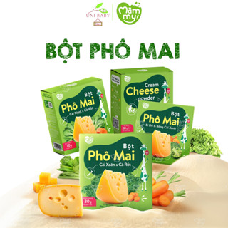 Phô mai tách muối Mămmy dạng bột rắc cơm, cháo cho bé ăn dặm, và phô mai rau củ hộp 10 túi 3g (30g)