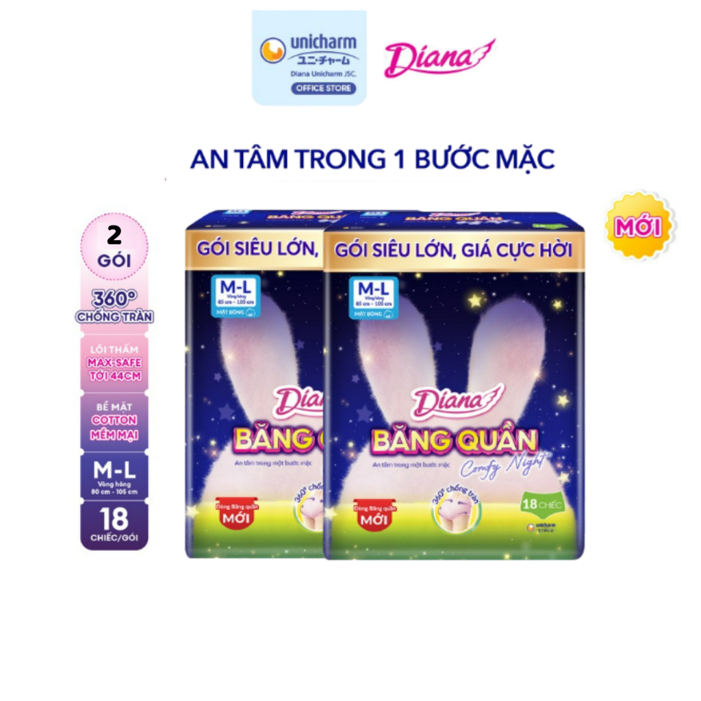 [KOL] Combo 2 Diana Băng Quần Comfy Night size M-L 18 chiếc/gói