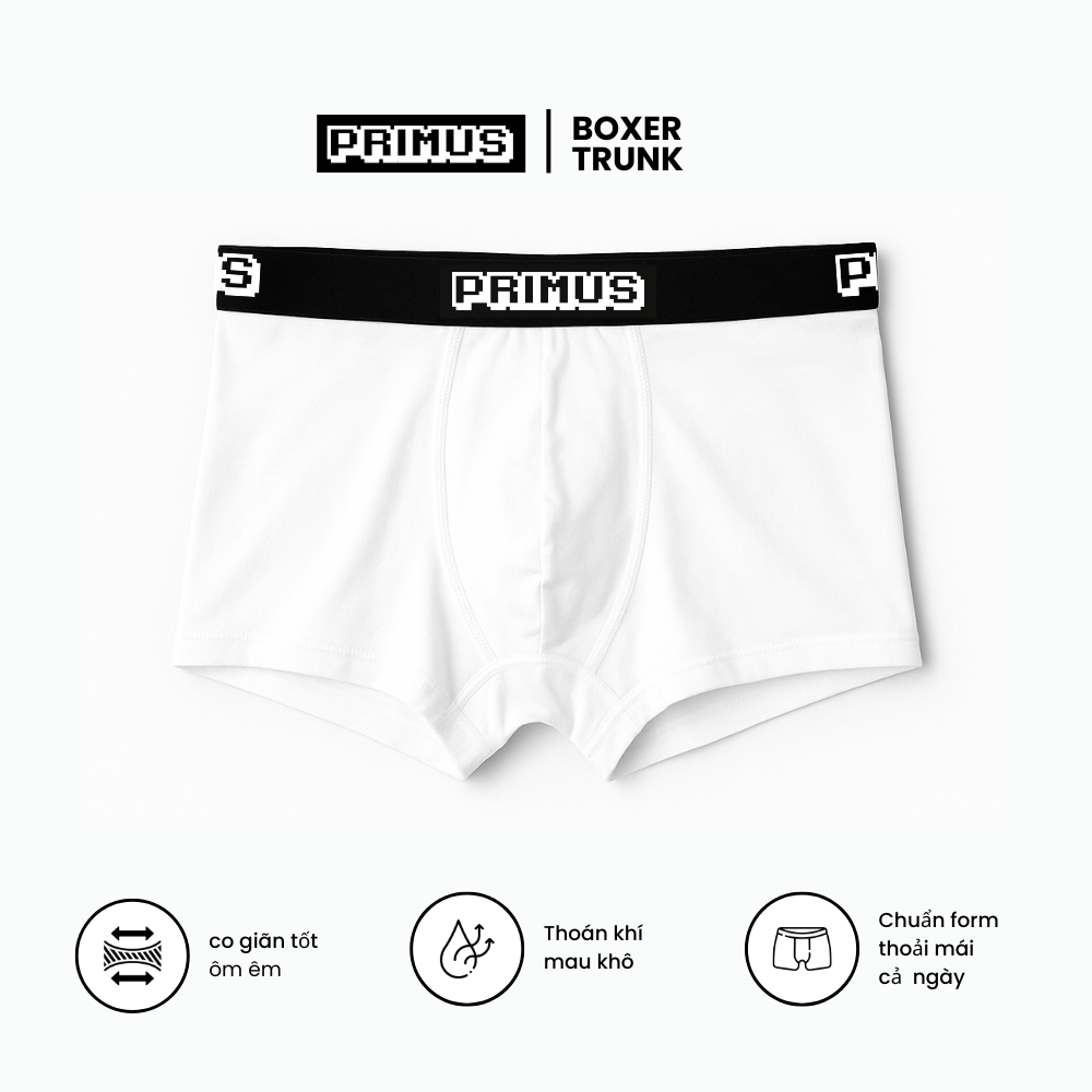 Quần lót boxer nam form sip đùi Primus trắng
