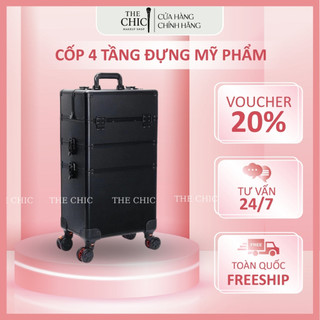 Cốp Đựng Mỹ Phẩm - Vali 4 Tầng Chuyên Dụng - Bánh Trượt Xoay 360 Độ - Chất Liệu Nhựa và Hộp Kim Nhôm