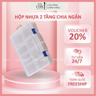 Hộp Nhựa 2 Tầng Chia Ngăn Đựng Phụ Kiện Làm Tóc - Hộp Nhựa Trong Suốt  - Nhiều Ngăn