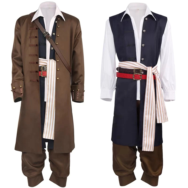 Bộ phim Pirates of the Caribbean Cosplay Costume Captain Jack Sparrow COS Full Suit Set Halloween Pa