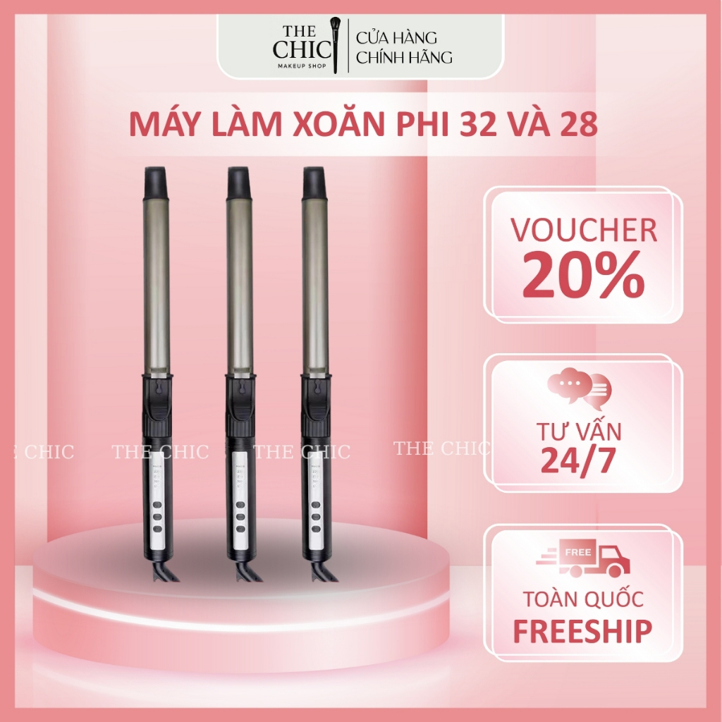 Máy Uốn Tóc Đa Năng - Máy Làm Xoăn - Xoay 360 Độ - Phi 28 và 32 - Chất Liệu Gốm Sứ Tourmaline