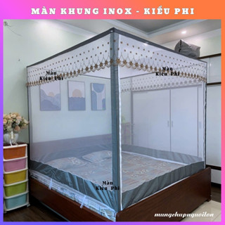 Màn Mùng Hộp Khung Vuông 1m2, 1m4, 1m5, 1m6,1m8,2m2 Ngủ Chống Muỗi Không Khoan Tường Gấp Gọn Tự Bung