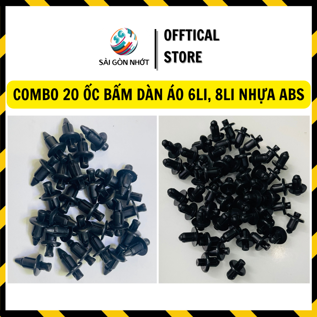 (GIÁ SỈ) COMBO 20 ỐC NHỰA BẤM DÀN ÁO, chốt nhựa dàn áo xe máy 6Li, 8Li, phù hợp nhiều dòng xe trên thị trường