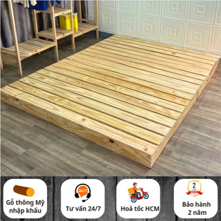 [GỖ ĐẸP MỚI + LOẠI 1] Giường Ngủ Pallet Gỗ Thông Mỹ Nhập Khẩu Cao 15cm Mặt Nan To - Pallet Gỗ Thông Cao Cấp Bóng Mịn