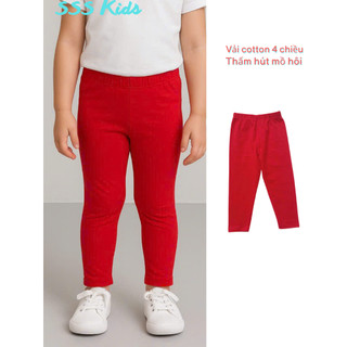 Quần legging trơn cho bé dưới 7 tuổi vải cotton mềm mịn