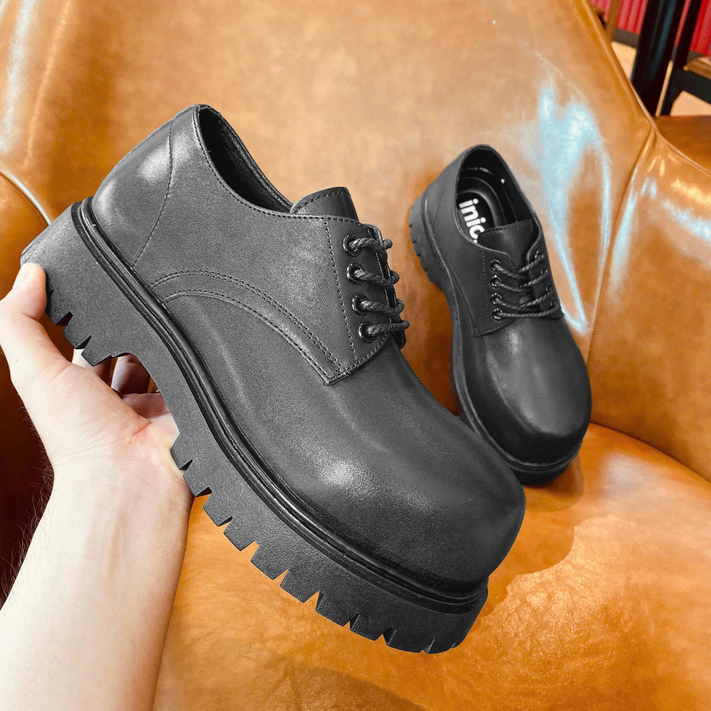 Giày chunky derby mũi cao INICHI G1326 đế đúc nguyên khối cao 5cm