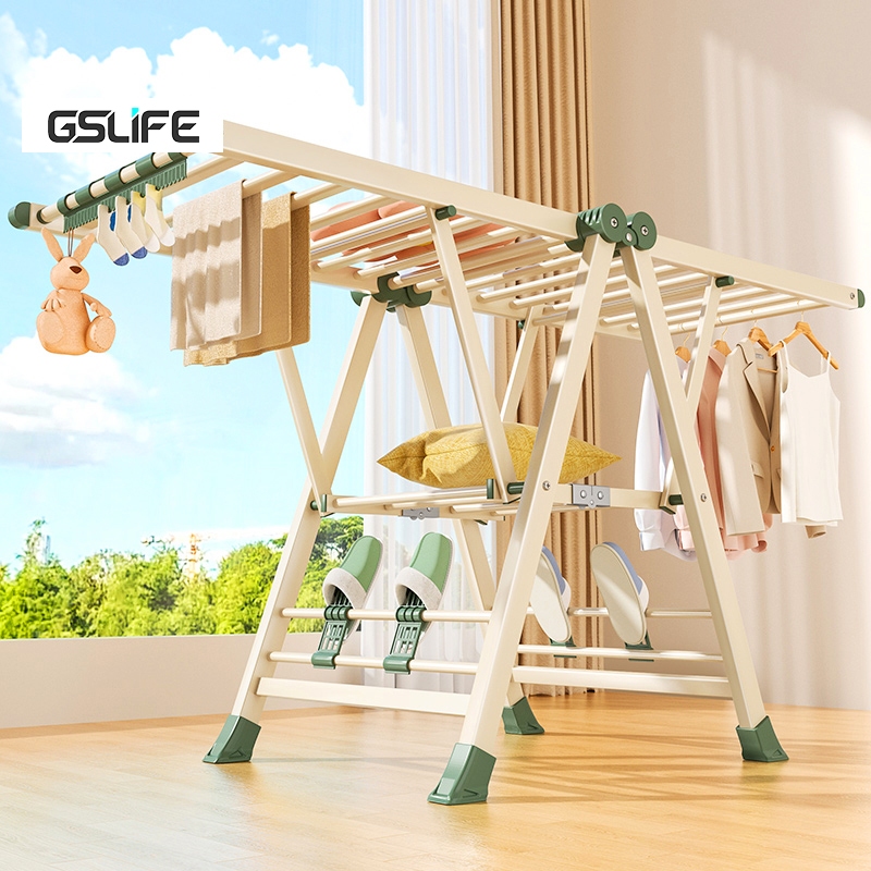 GSlife Giá Phơi Quần Áo Thép Carbon Phơi Quần Áo & Chăn Màn Tiết Kiệm Không Gian Sân