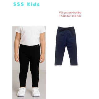 Quần legging trơn cho bé dưới 7 tuổi vải cotton mềm mịn