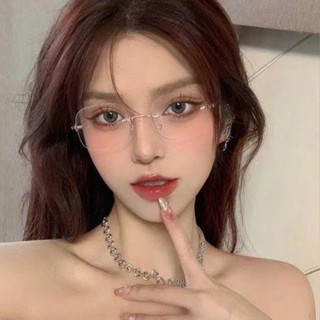  Kính nam nữ không viền bạc vàng Y2K thời trang phong cách tổng tài thư kí không viền cosplay KTT39 