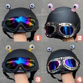  Nón bảo hiểm kính uv phi công kèm mắt ếch cute - Tặng kèm sticker dán mũ Phụ Kiện 