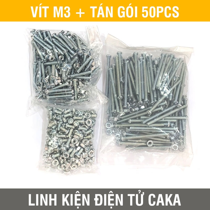 Vít M3 + Tán Độ Dài Tùy Chọn (Túi 50)