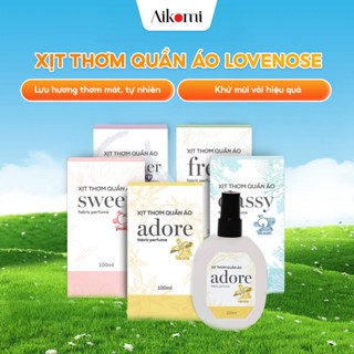 Xịt thơm quần áo Lovenose 100ml chiết xuất tinh dầu thiên nhiên thơm mát khử mùi hôi, chai xịt thơm tủ quần áo
