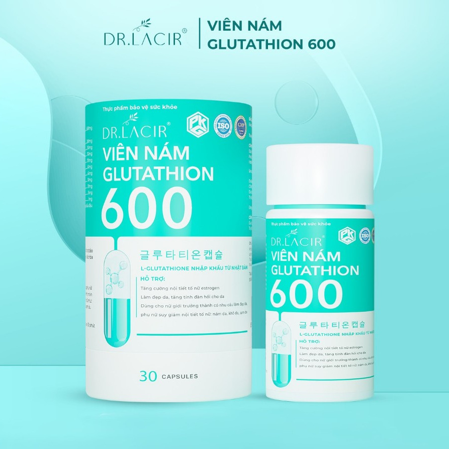  Viên Uống Trắng Da Glutathione 600 DR.LACIR - Viên Uống Trắng Da Ngừa Nám  hộp 30 viên  