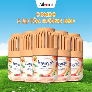 Combo 5 Lọ tỏa hương Lovenose hương Đào thơm tự nhiên dễ chịu khử mùi sáp thơm phòng thế hệ mới 45 ngày- Dung tích 180ml