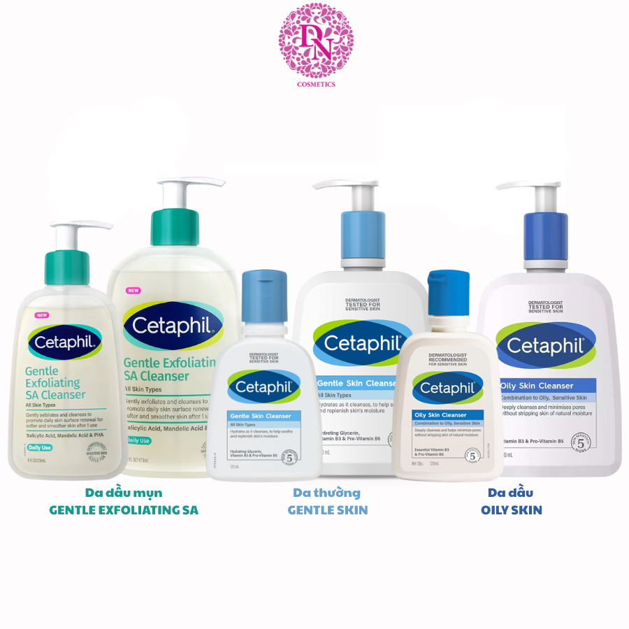 Sữa rửa mặt làm sạch da dịu nhẹ Cetaphil Gentle Skin/ Oily Skin/ Exfoliating SA Cleanser dịu nhẹ cho