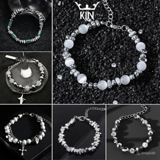  Vòng Tay Titan Đính Đá Mắt Mèo – Lắc Tay Nam Nữ Unisex Phong Cách Y2K HipHop Gen Z KIN Accessories 