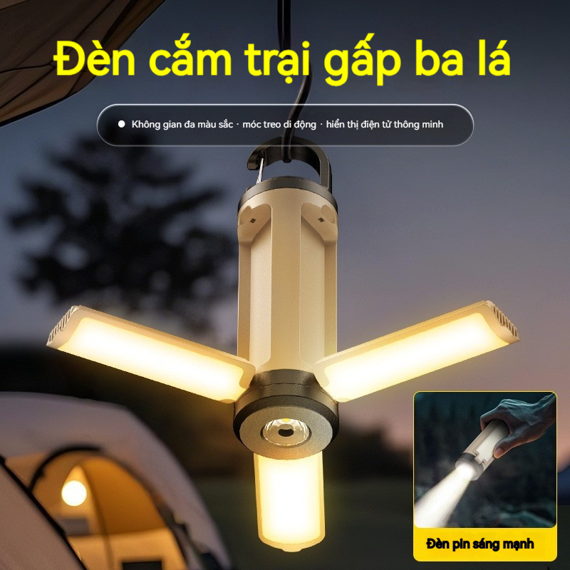 LY23 Đèn cắm trại mọi địa hình Đèn gấp Ba màu đèn camping đèn led siêu sáng đèn pin chống nước
