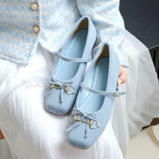 Giày nữ BIG SIZE ( 35 - 40 ) Giày Búp Bê Khóa Nơ mũi vuông dễ thương - giày nữ mang đi học , đi chơi - THENYSLIME - TOSI