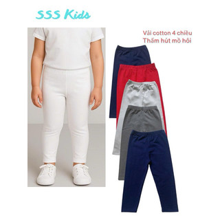 Quần legging trơn cho bé dưới 7 tuổi vải cotton mềm mịn