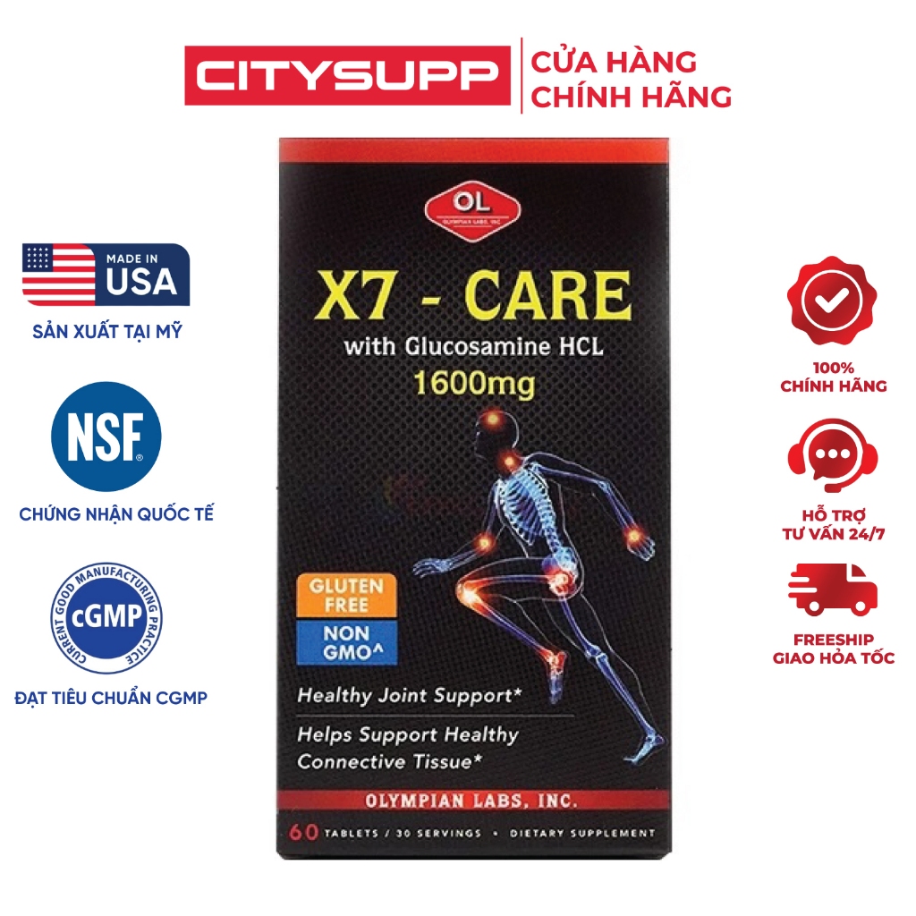 Viên Uống Xương Sụn Khớp Olympian Labs X7 Care (60 Viên) Bổ Sung Collagen và Glucosamine | CitySupp