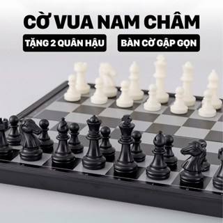Cờ Vua Nam Châm Loại Lớn, Bàn Cờ Vua Quốc Tế Trắng Đen, Bộ Cờ Vua Cao Cấp Tiêu Chuẩn Gấp Gọn