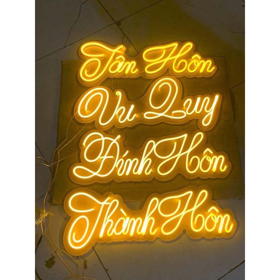Đèn led neon chữ Vu Quy - Tân Hôn - Thành Hôn - Đính Hôn, bảng trang trí cổng đám cưới, tiệc cưới, l