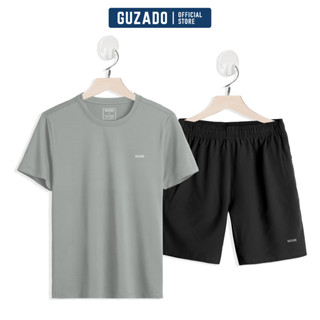 Bộ quần áo thể thao nam cổ tròn Guzado Chất Coolmax thể thao vận động thoải mái BTS02