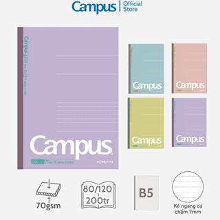 Vở (Tập) Kusumi Series Kẻ Ngang Có Chấm/ 4 Ly Ngang 80/120/200 Trang Khổ B5 Chính Hãng Campus