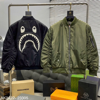  Áo khoác gió nam nữ thêu hình miệng cá mập da sau lưng tay rút trần bông 3 lớp AK242P 
