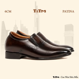 [ 6CM ] Giày Cao Nam T&Tra A211 Nâu Tối - Đánh Màu Thủ Công Patina
