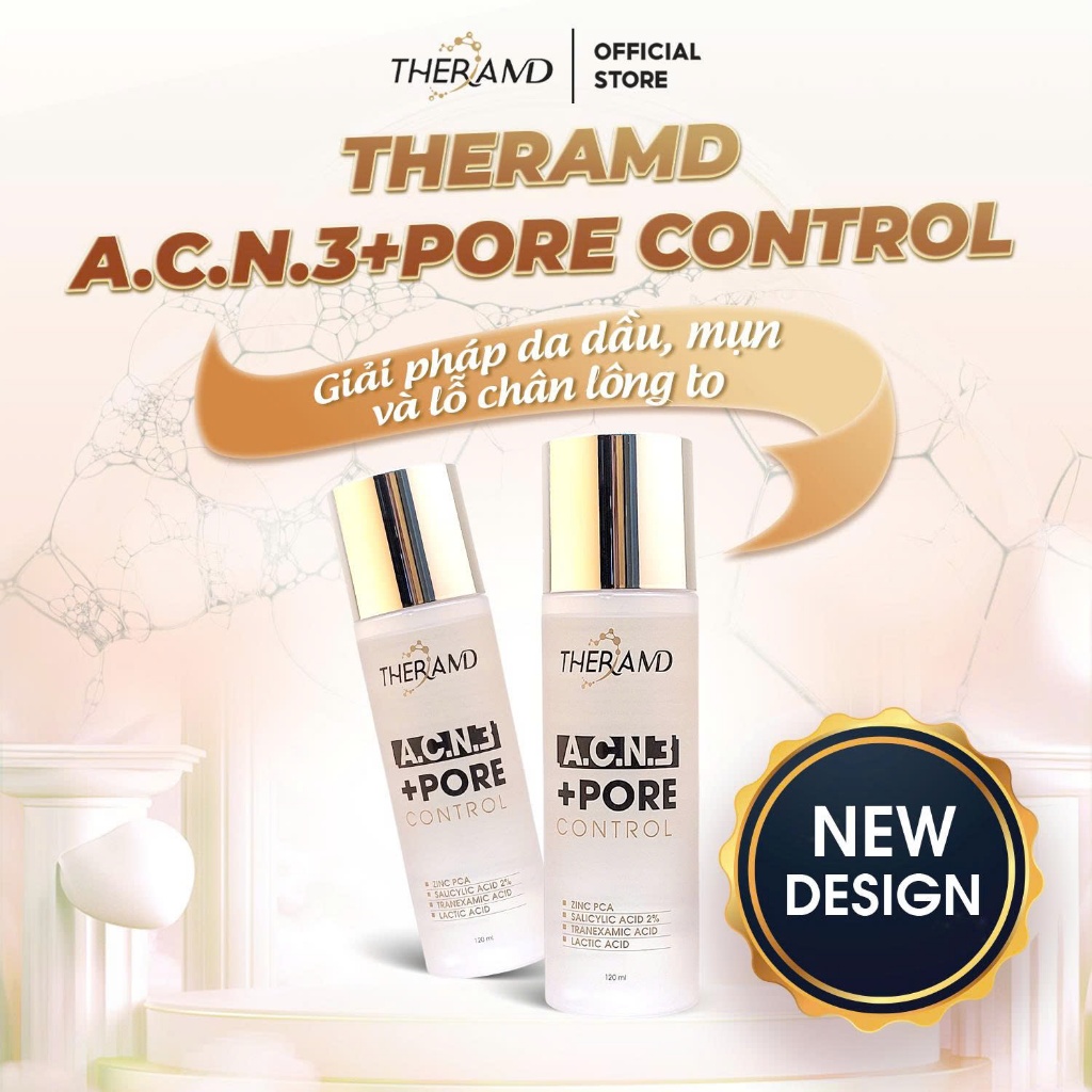Dung dịch tẩy tế bào chết và giảm dầu thừa BHA 2% & Zinc PCA - TheraMD A.C.N.3+PORE Control - 120ml