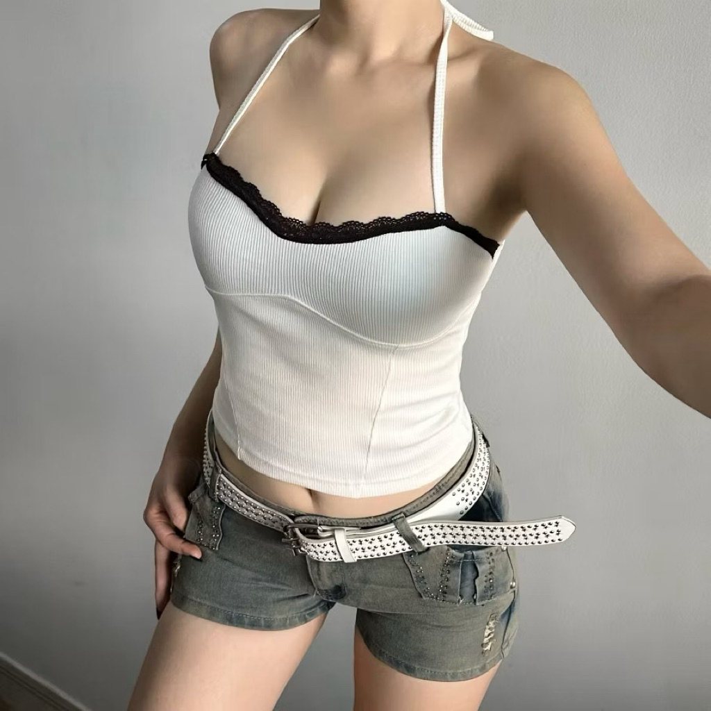 Áo yếm cột dây sau phối ren r có mút ngực và không có mút ngực .ất thời trang sexy và cá tính có bigsize luôn nhé