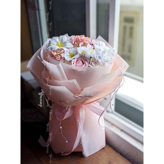 Bó hồng mix tulip - giấy gói hồng bó tròn - quà tặng sinh nhật