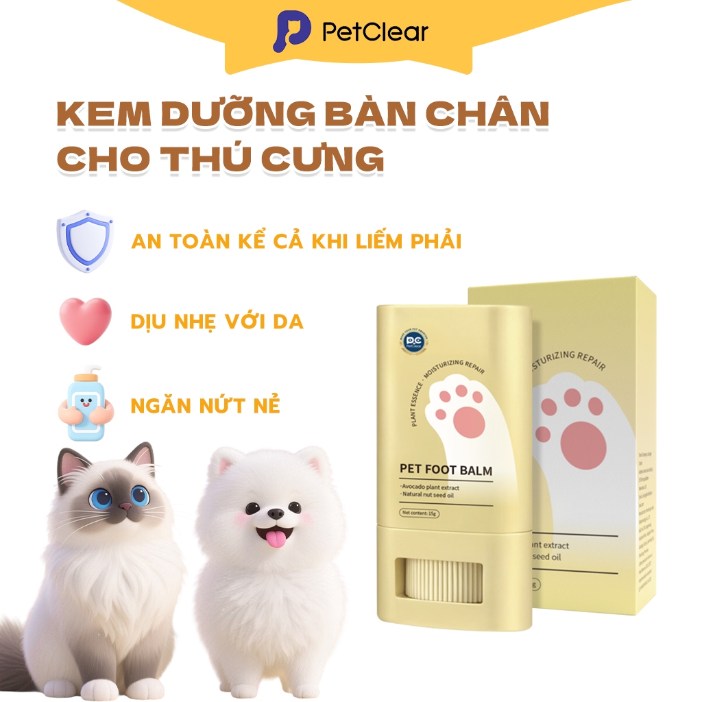 Petclear Kem Dưỡng Chân Cho Thú Cưng – Dưỡng Ẩm, Giữ Chân Mềm Mượt, An Toàn Khi Liếm, Dễ Sử Dụng Hàng Ngày