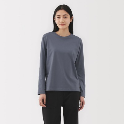 [25AW] MUJI Áo Thun Dài Tay Cổ Tròn Vải Jersey