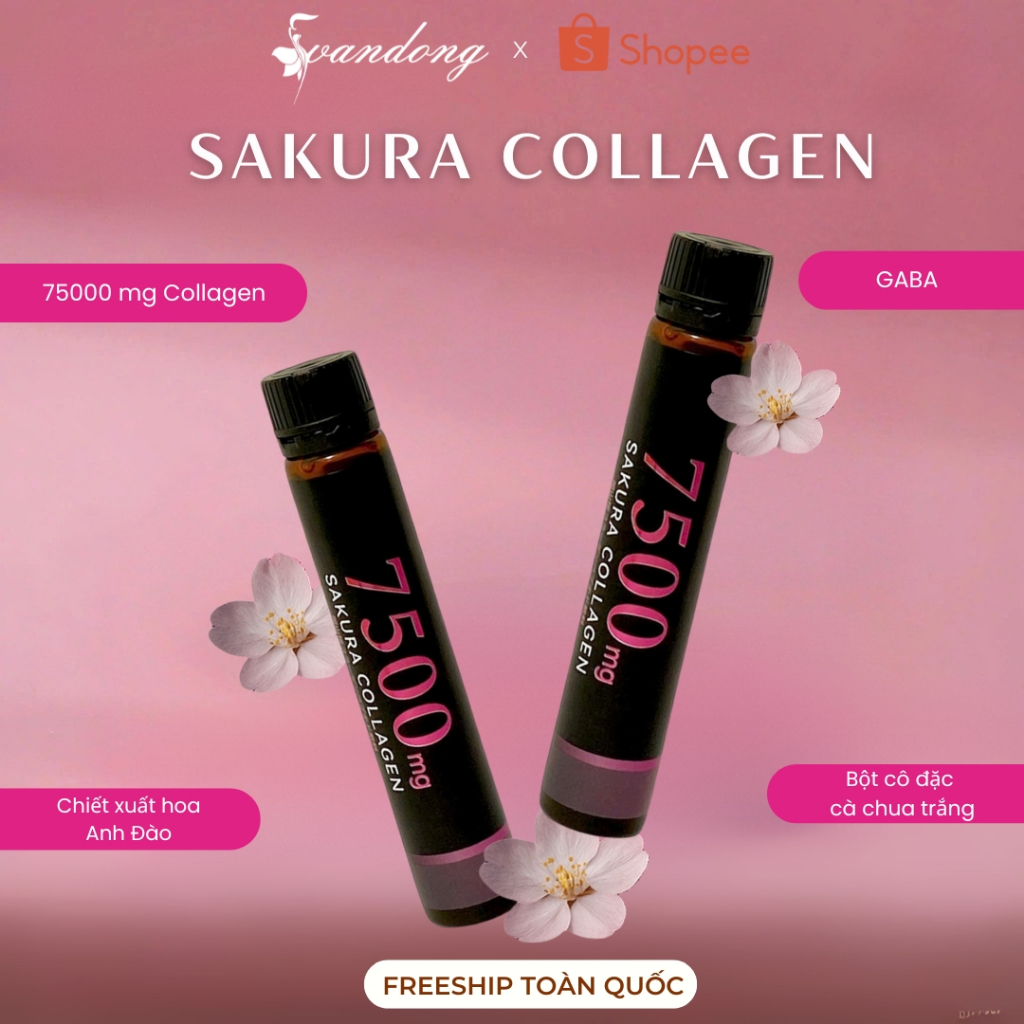 [1 ỐNG DÙNG THỬ] Thức Uống Sakura Collagen (75000mg), Thức Uống Bổ Sung 7500mg Collagen Peptide/ ống
