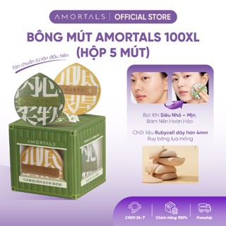 Bộ 5 Bông Mút Trang Điểm AMORTALS 100 Size XL - Mềm Mại Đàn Hồi Cao Tặng Kèm Hộp Đựng