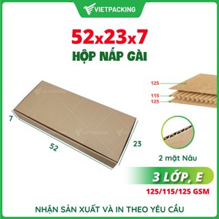 52x23x7 - 10 hộp carton nắp gài lớn, đơn giản, cứng cáp