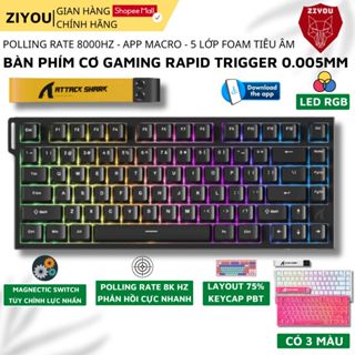 Bàn Phím Cơ Gaming Ziyou Attack Shark R82 HE LED RGB, Polling Rate 8Khz, Rapid Trigger 0.005mm, App