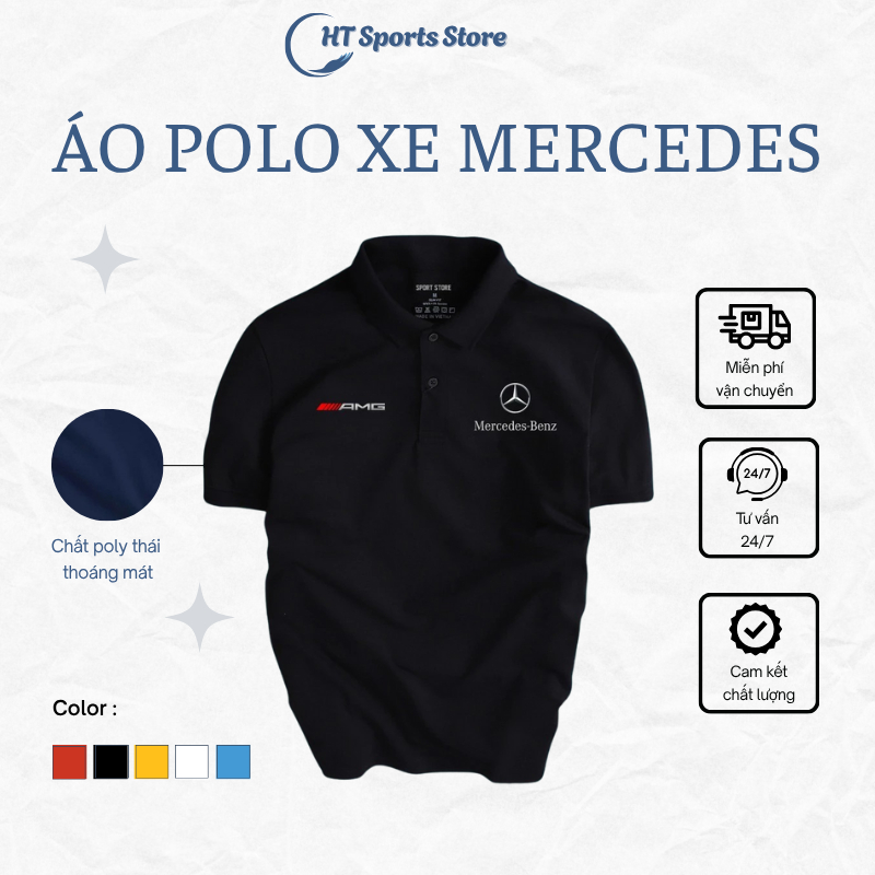 Áo polo hãng xe Mercedes, áo thun polo thời trang dễ mặc thanh lịch, sang trọng - HT Sports Store