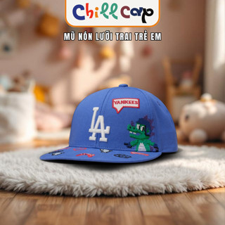 Mũ lưỡi trai LA snapback hoạt hình xanh dương cho bé, nón kết cho trẻ từ 2-10 tuổi đi du lịch, đi học, đi chơi