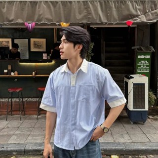 💎 Sơ Mi Nam Ngắn Tay Oxford Phối Cổ Kaki – SIXHUMAN HMA031 | Thiết Kế Trẻ Trung – Năng Động – Chuẩn Trend 💎