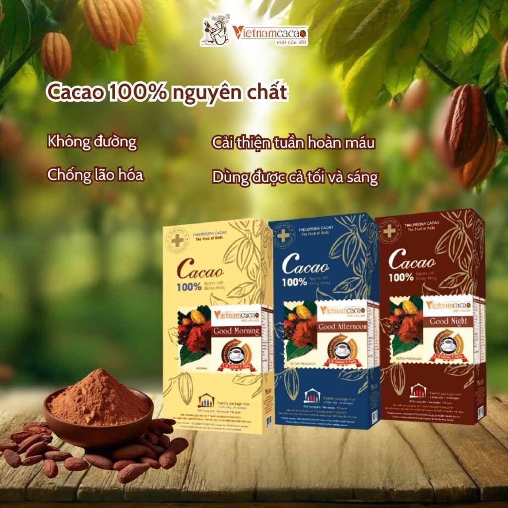 Bột Cacao Good Morning Good Afternoon Good Night Hộp 150g