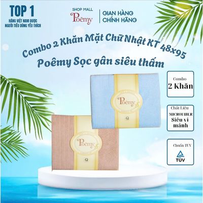 [Chính Hãng]  Combo 2 khăn tắm/lau tóc KT48x95cm Poemy Sọc Gân - mềm mại, thấm hút siêu tốt
