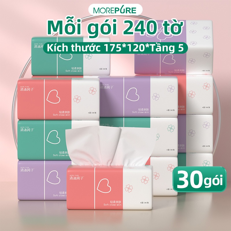 Khăn giấy 30 gói Giấy ăn đóng hộp mềm 5 lớp Khăn giấy gói  gói  Giấy ăn an toàn cho da Tiết kiệm cho gia đình Khăn gi