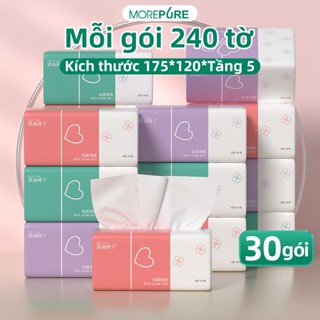 Khăn giấy 30 gói Giấy ăn đóng hộp mềm 5 lớp Khăn giấy gói  gói  Giấy ăn an toàn cho da Tiết kiệm cho gia đình Khăn gi