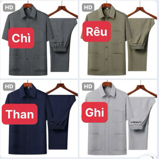 Bộ quần áo đũi nam trung niên cổ sơmi túi ngực chất mềm thoáng mát giá cực rẻ